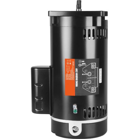 Pompe de piscine moteur 2 CV, 56Y, 230V, 3450 tr/min, 60Hz, facteur de service 1,3, condensateur 50µF/250V, rotation CCW, bride carrée, remplacement. (1/5)