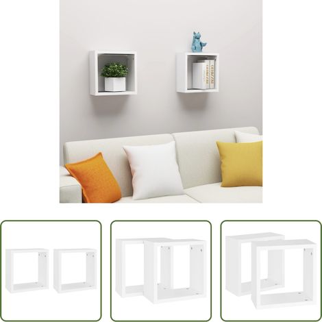 Étagères suspendues - Étagères cube murales 2 pcs Blanc 30x15x30 cm (1/5)