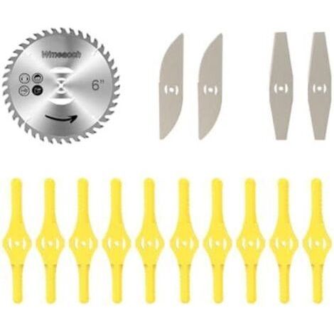 15 Pièces Lame Coupe Bordure sans fil avec Batterie Debroussailleuse Electrique fil, Debrouissalleuses pour Outils Électriques Extérieurs silver - (1/5)
