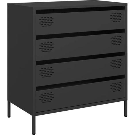 Buffet Meuble de rangement noir 68x39x73,5 cm acier laminé à froid (1/5)