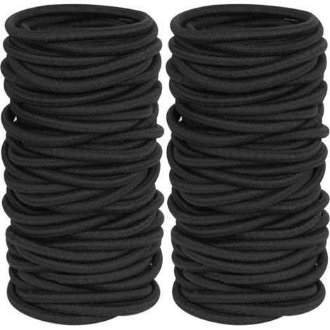 120 Haarbänder, Haargummis und Haargummis, Unisex (4 mm), lockige Haargummis, schwarz. (1/5)