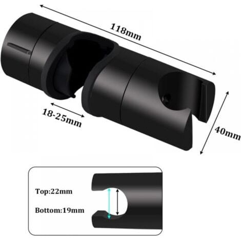 Universal Duschhalterung schwarz für Duschstange 18 bis 25 mm, verstärkte Duschkopfhalterung aus massivem ABS, mattschwarz (1/5)