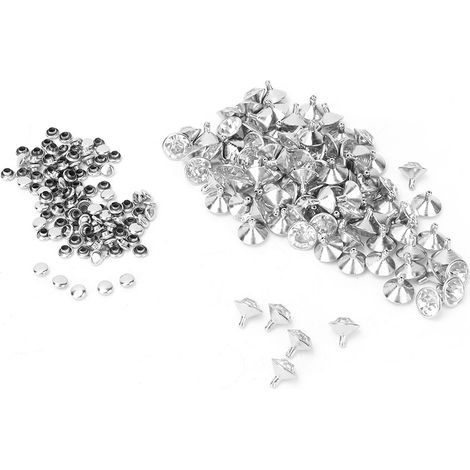 Clous à perçage rapide incrustés de cristaux en tissu, 12 mm, capuchons ronds, adaptés à la décoration artisanale du cuir (doré). (1/2)