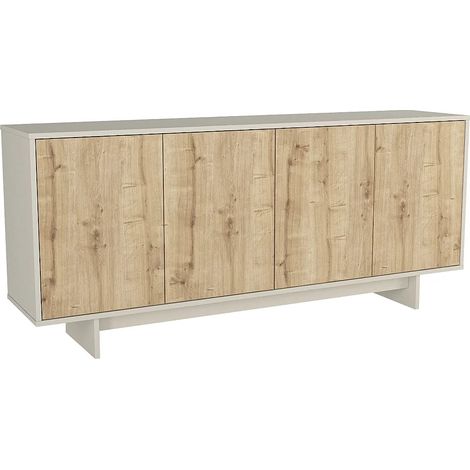Credenza 4 ante Naturale chiaro e Beige - ZEFYNA (1/5)