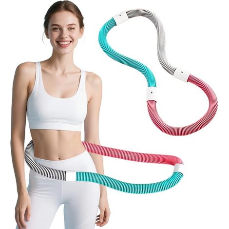 Hula hoop lesté en 2 parties pour adultes, cerceau de fitness pliable pour la perte de poids et l'effet massage, anneau de fitness silencieux et doux pour la maison et la salle de sport (1/5)