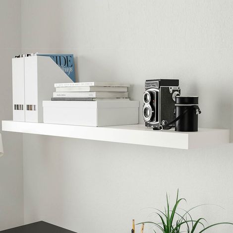 Mensola Parete Rettangolare Scaffale 60x25x3cm Libreria Legno MDF Bianco (1/5)