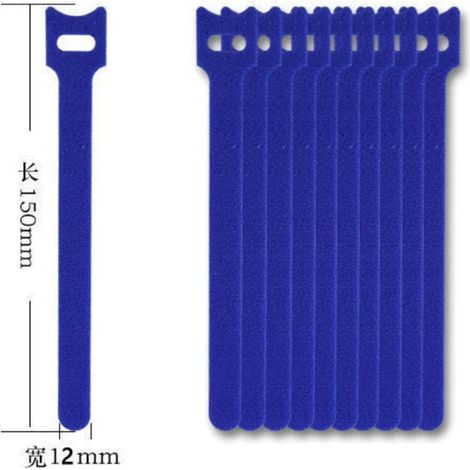 Lot de 100 attaches de câbles adhésives double face en nylon avec boucle et fermeture Velcro.