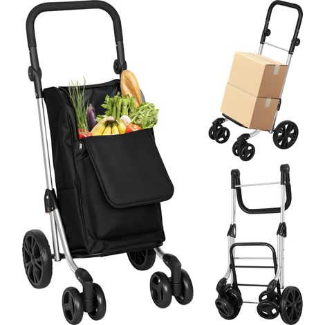 Chariot de courses pliable avec compartiment isotherme, 46 L, noir (1/5)