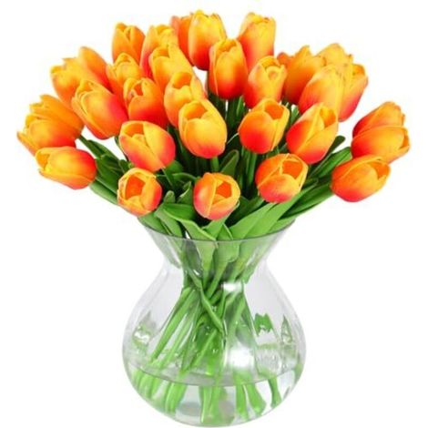 20 künstliche Tulpen aus Latex mit realistischer Haptik, ideal für Hochzeitssträuße, Heim- und Gartendekoration, orange