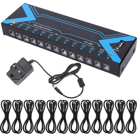 Alimentation Guitare 12 Sorties Protection Court-Circuit Pédales Effets 100-240V (Prise UK) (1/5)