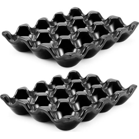Lot de 12 coquetiers en céramique, support œufs réfrigérateur, plateau service porcelaine, cuisine, Pâques (1/5)