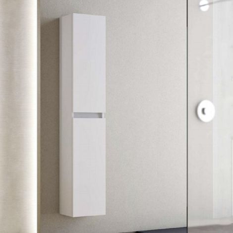 Colonna sospesa in legno a due ante H160 cm CUBE Bianco Lucido (1/3)