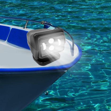 Projecteur LED 360° pour Véhicules Bateaux, 60W 8000LM 6500K, Travail IP67, Radio-Contrôlable Travail avec Télécommande, d'éclairage 600m, Noir (1/5)