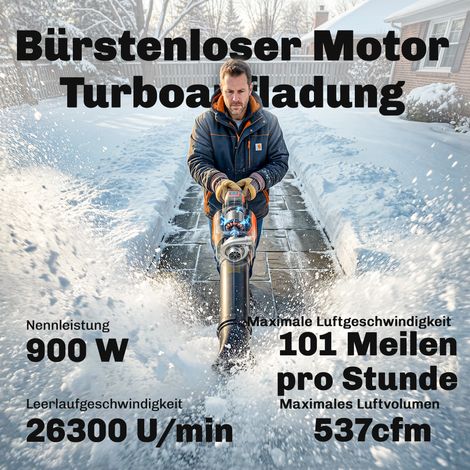 Souffleur/aspirateur de feuilles sans fil 20 V avec 2 batteries 4,0 Ah et chargeur, mode turbo, débit d'air 162,7 km/h (1/4)