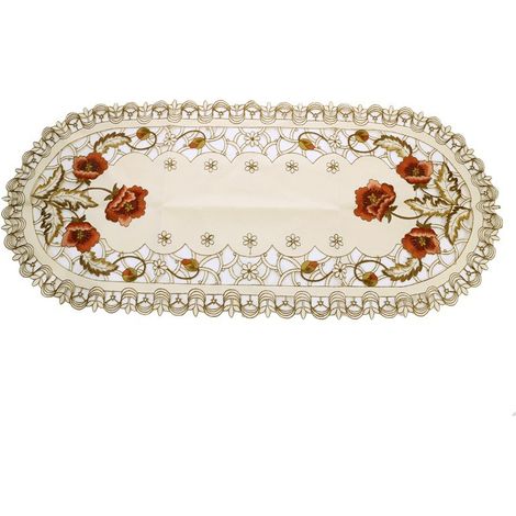 Mantel floral rojo de estilo europeo, elegante mantel con diseño floral calado, exquisito camino de mesa bordado, mantel pequeño para decoración, 85×40 cm (1/5)