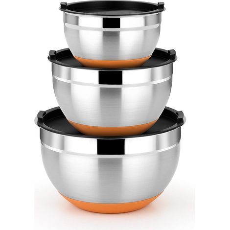Lot de 3 Bols en Acier Inoxydable 12 16 20 cm 0,4 L 18/10 (1/5)