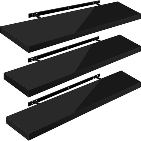 WOLTU 3 x Étagère Murale, Tablette Murale Panneau de Bois, Étagère Flottante, Étagère à Livres, 110x22, 9x3, 8cm, Nior RG9483sz-3 (1/4)