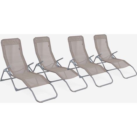 Tumbona plegable de textileno con 2 posiciones, set de 4