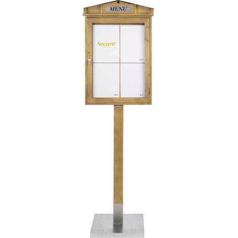 Présentoir LED Rustic (Set complet avec pied + socle) - Acajou finition laquée - présente 4 pages A4 - Securit