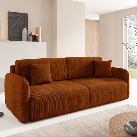 Sofá cama de 3 plazas con baúl Dora Terracotta (1/5)
