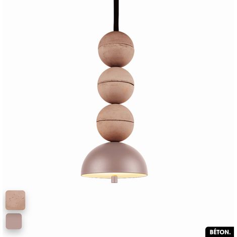 Lampe de suspension en béton - BOSFOR CONCRETE ROSE 3 BALLES LED 14W (1/2)