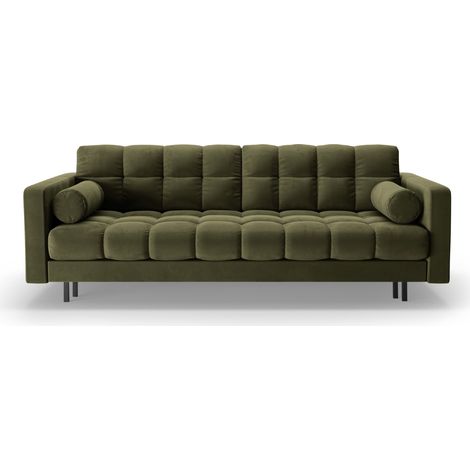 Canapé convertible avec coffre 3 places en velours vert (1/5)