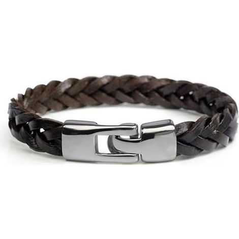 bracelet homme bracelet homme cuir bracelet cuir matière naturelle bracelet cuir tressé et tressé marron (1/5)