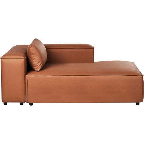 Chaise longue izquierda moderna tapizado de tela marrón dorado Brande (1/5)