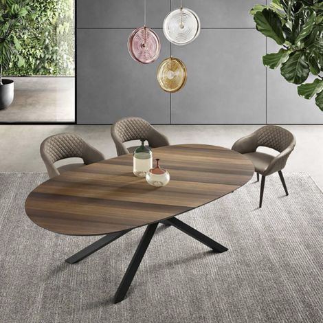 Tavolo ovale fisso con piano Eucalipto 210 cm RON (1/5)