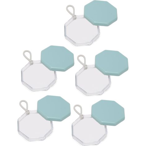 Étui de rangement octogonal portable pour éponge maquillage, 5 pièces, bleu clair, boîte de stockage pour poudre, accessoire beauté, protecteur pour perles et pinceaux (1/5)