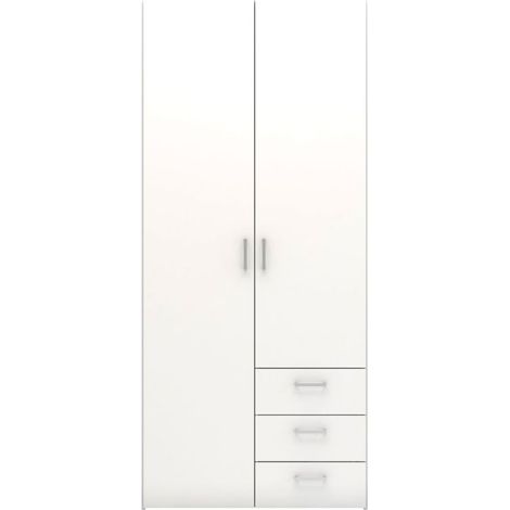 Spell Kleiderschrank B 2 Türen und 3 Schubladen. Weiss.