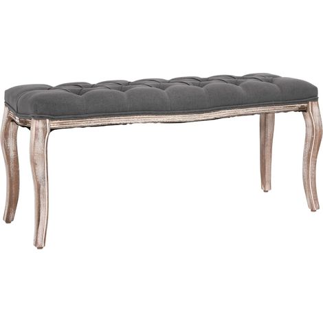 Bank Leinen Massivholz 110x38x48 cm Dunkelgrau