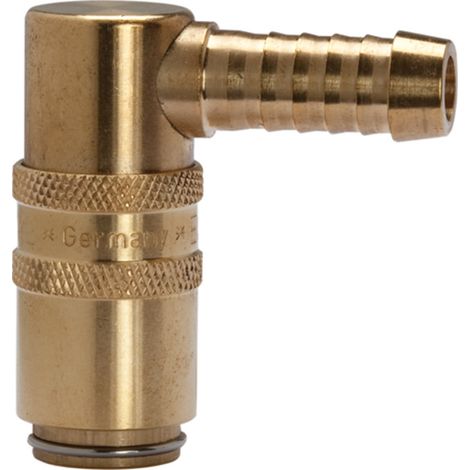 Riegler Temperierkupplung DN 6, Zapfen 9 mm, Absperrventil, Tülle 90° (1/2)