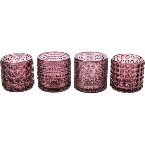 ARPIMEX Vasetti Vetro Portacandele D 7 Cm H 6,8 Cm Rosa Mix 4 Pz