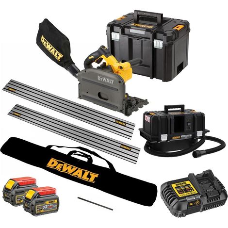 Dewalt DCS520T2 54v XR FLEXVOLT Plunge Saw 2x6.0ah + 2 Guide Rails DCV586M Vac (1/5)