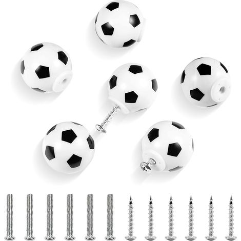 Lntyq Lot de 6 Poignée Meuble Poignées de Porte De Football Poignées de Commode de Football Poignées de Tiroir pour Enfants Tiroirs D'armoire Enfants et Amateurs de Sport (1/5)