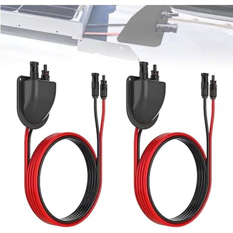 Lot de 2 Passe Toit Panneau Solaire étanche, Presse-étoupe D'entrée de Double, Double Entrée de Cable Botier ABS avec Cable d'extension Solaire de 2m 10 AWG, pour Caravane Bateau Camping Car