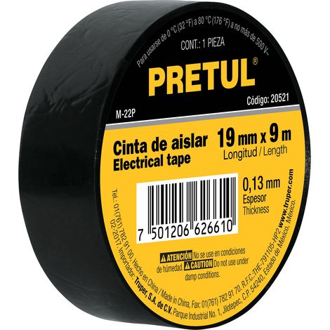 Cinta aislante - 19 mm - 9 m - Negro
