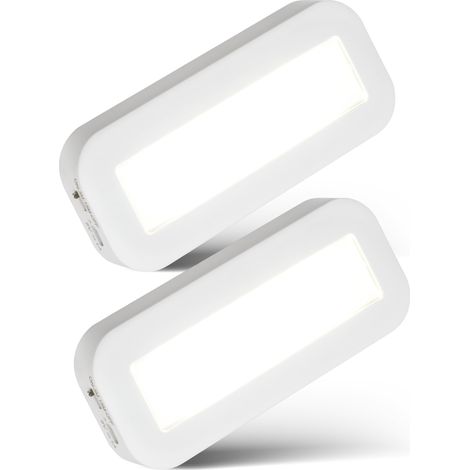 Rechargeable lumiere cuisine sous meuble en lot de 2, LED blanc neutre et fixation adhésive, eclairage sous meuble sans fil pour plans de travail, 15 x 6,5 x 2 cm, blanc (1/5)