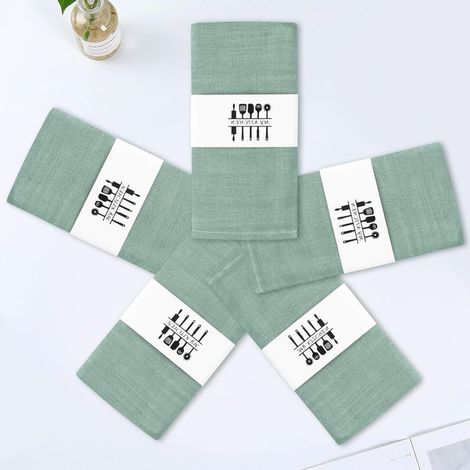 Serviette de Table Tissu Vert,Serviettes de Table en Tissu,Lot de 6 Serviettes en Lin Durable,6 Pièces Serviettes en Lin,Serviettes de Table Lavables (1/5)