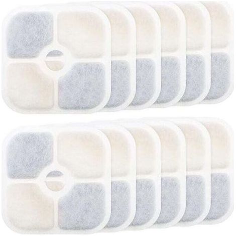 12-teiliges Set Wasserbrunnenfilter für Katzen, hochwertige Aktivkohle-Nachfüllpackungen, rechteckiger Trinkbrunnen für Haustiere (1/4)