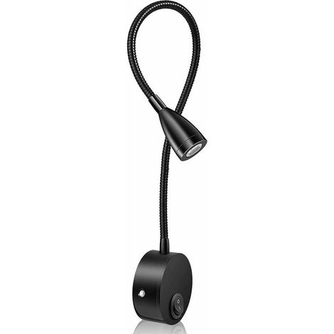 Lampe De Lecture - Collier Flexible 30 Cm - Angle D'éclairage 30° - Montage Murale Ou Sur Tête De Lit - Aluminium - 3000 K - 1 Pièce (1/5)