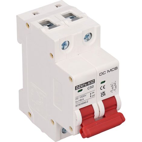 Disjoncteur miniature SG DC 2P 50A DC1000V 6000A de pouvoir de coupure, montage sur rail DIN pour système photovoltaïque solaire DZ47s 63Z C50 (1/5)