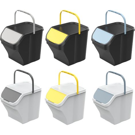 BIDONE PATTUMIERA RACCOLTA DIFFERENZIATA STACK'N SORT 25lt VARI COLORI MHOME, "Nero-grigio"