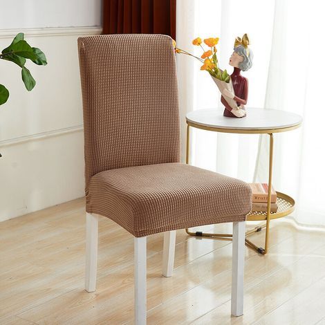 (Marron) Housse de chaise extensible 6 pièces, housse de protection de chaise de salle à manger, lavable (1/5)