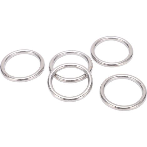 Packung mit 5 runden O-Ringen aus Edelstahl 304, nahtlos, für Yogaringe, Hängematten, Segeln und Tauchen (5 x 35 mm). (1/5)