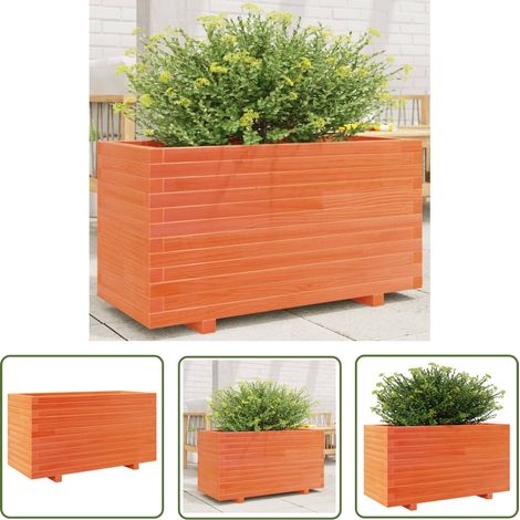The Living Store Pflanzkübel Wachsbraun 90x40x49,5 cm Massivholz Kiefer - Kiefernholzkübel - Blumentopf Aus Holz - Pflanzenbehälter - Gartendeko - Balkonpflanzen (1/5)