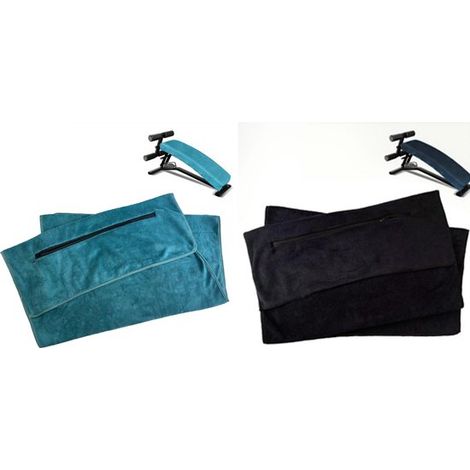 Serviette de sport - 2 pièces - Serviette - 120 x 50 cm - Serviette de fitness - Serviette multi-usage - Serviette en microfibre - Avec fermeture éclair et compartiment de rangement - Noir+Bleu (1/4)