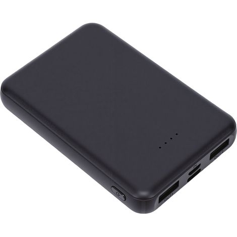 Batterie externe portable 6000 mAh pour vestes, gilets et pantalons chauffants, sortie microUSB et USB Type-C, noire. (1/5)