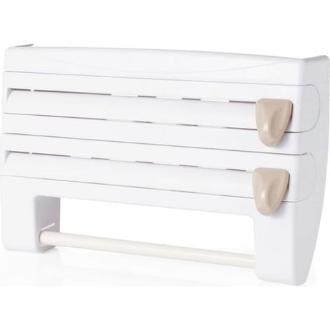 Etagère murale multifonctionnelle blanche pour ustensiles de cuisine 39x10x24cm (1/5)
